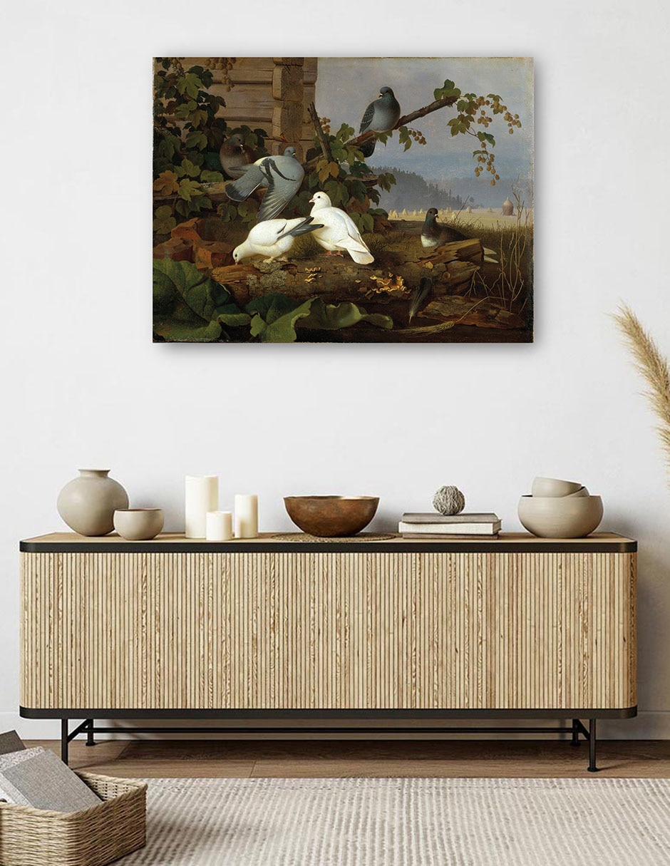 Cuadro decorativo Palomas técnica mixta Aves Silvestres 5
