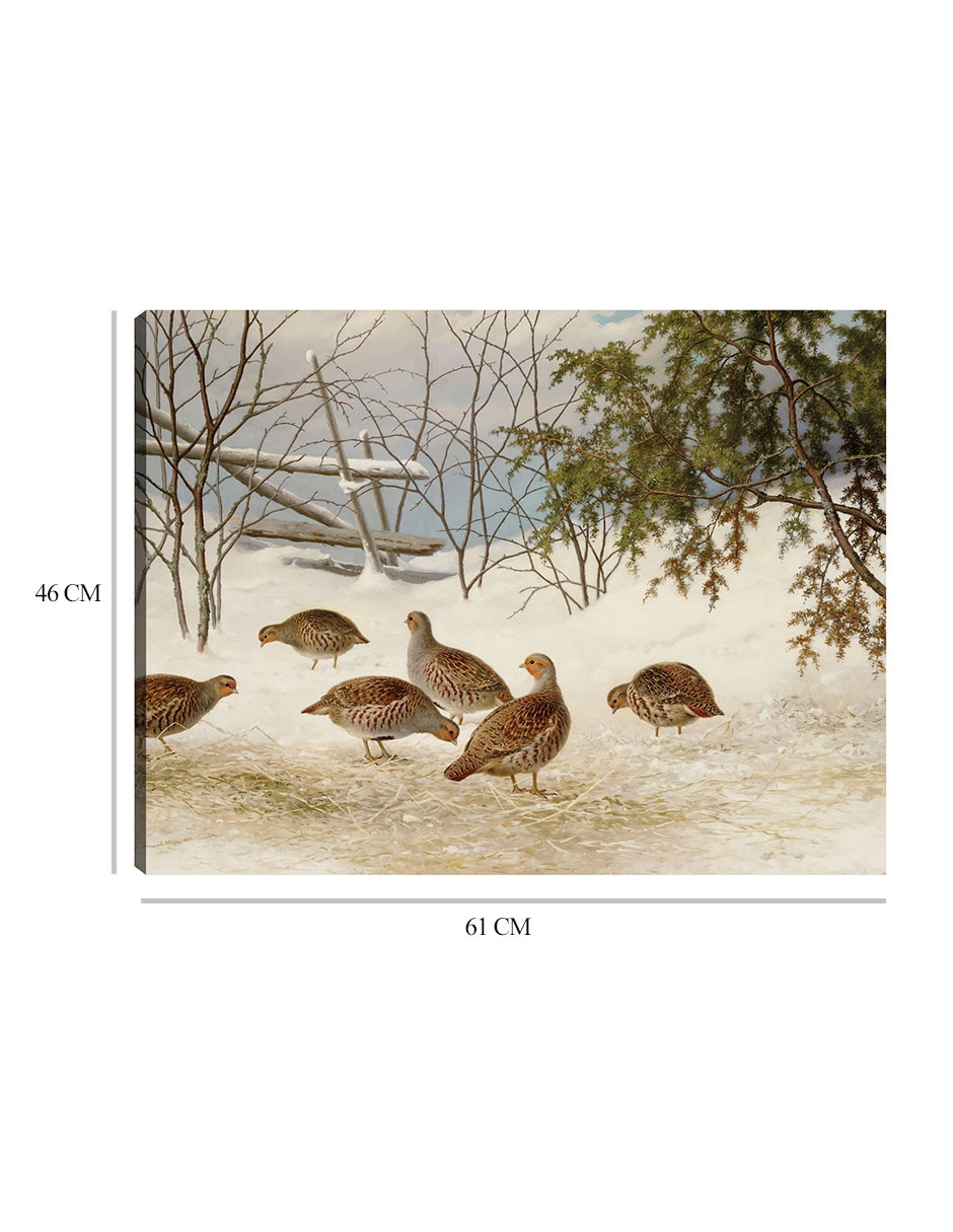 Cuadro decorativo Perdices en la nieve (1895) técnica mixta Aves Silvestres 2