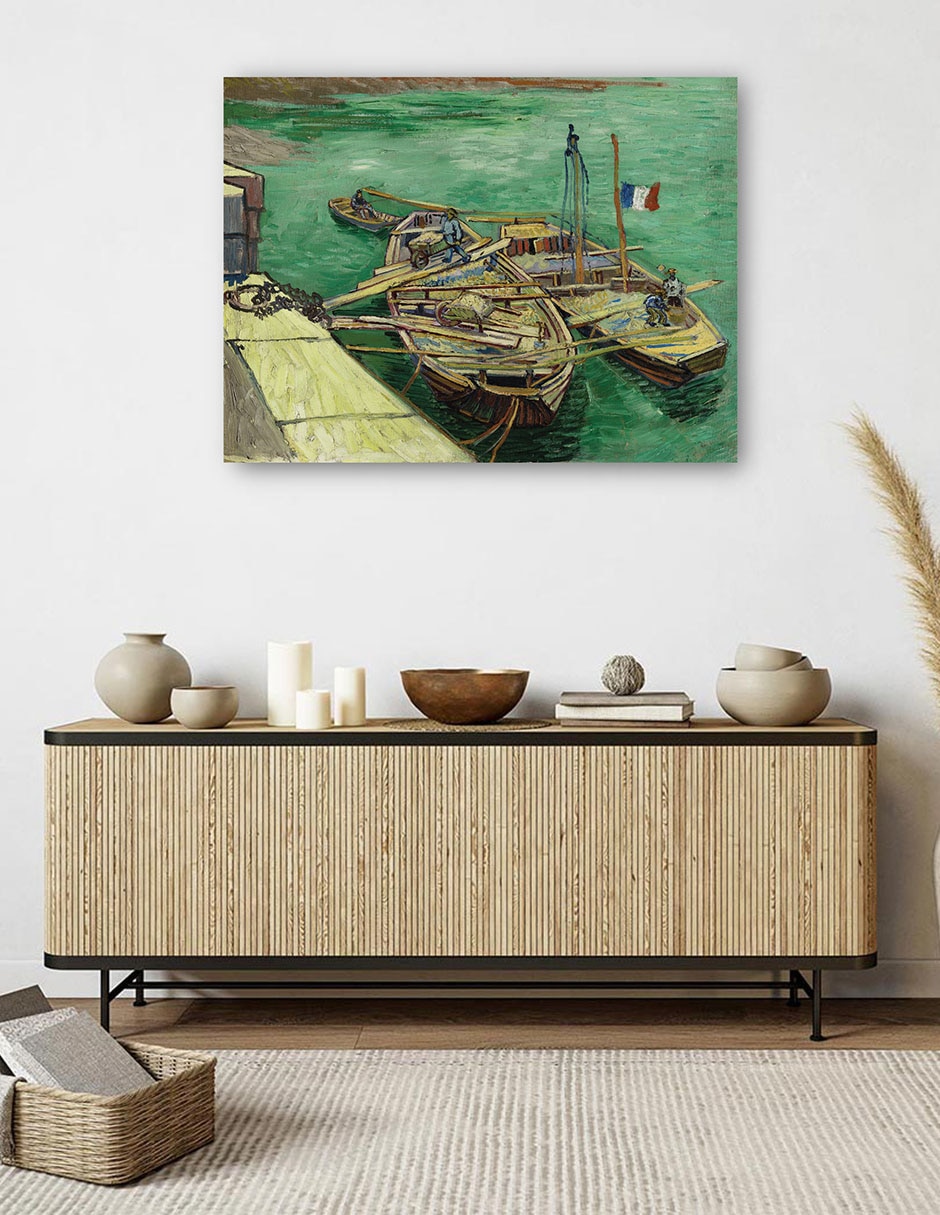 Cuadro decorativo Muelle con hombres descargando barcazas de arena (1888) técnica mixta Muelles 5