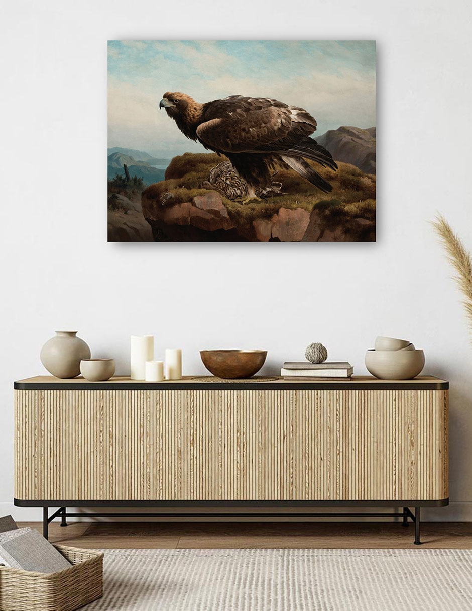 Cuadro decorativo Águila real al borde de un acantilado (1880) técnica mixta Aves Silvestres 5