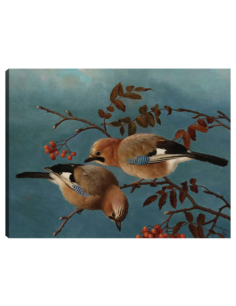 Cuadro decorativo Arrendajos (1877) técnica mixta Aves Silvestres