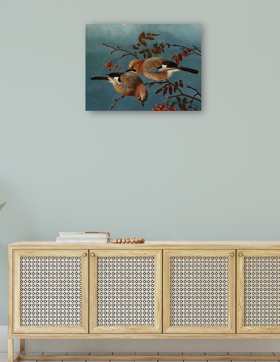 Cuadro decorativo Arrendajos (1877) técnica mixta Aves Silvestres 4