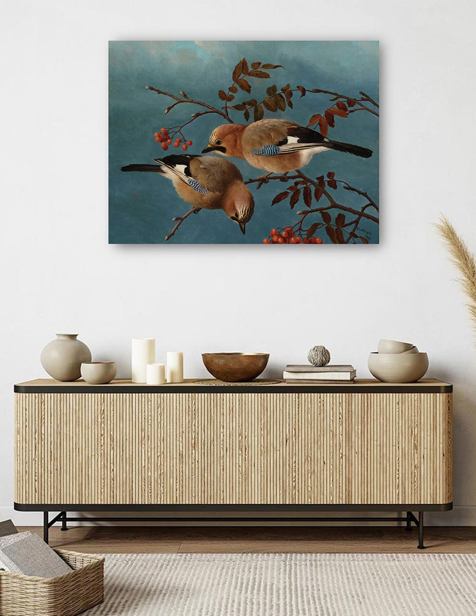 Cuadro decorativo Arrendajos (1877) técnica mixta Aves Silvestres 5