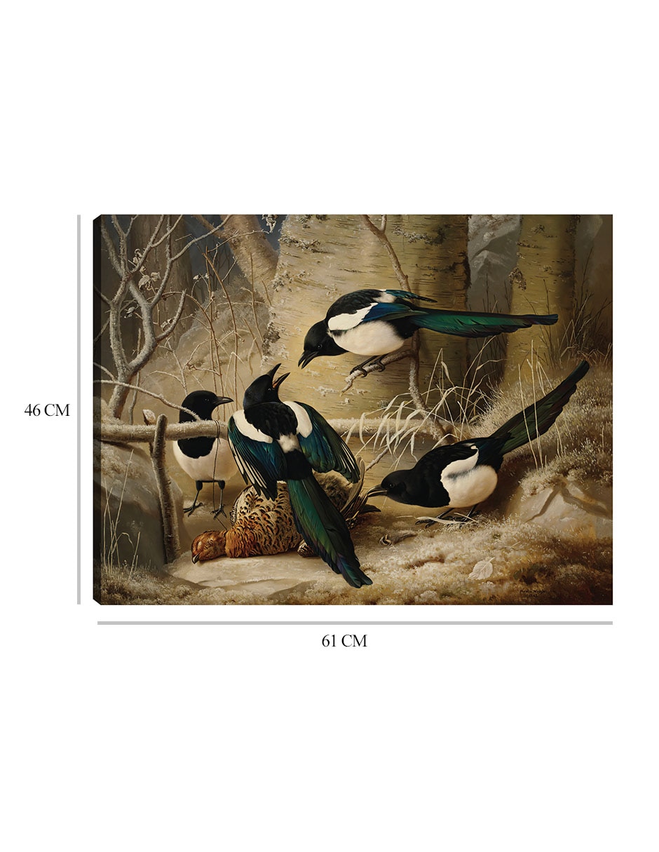 Cuadro decorativo Urracas alrededor de un urogallo hembra muerta (1867) técnica mixta Aves Silvestres 2