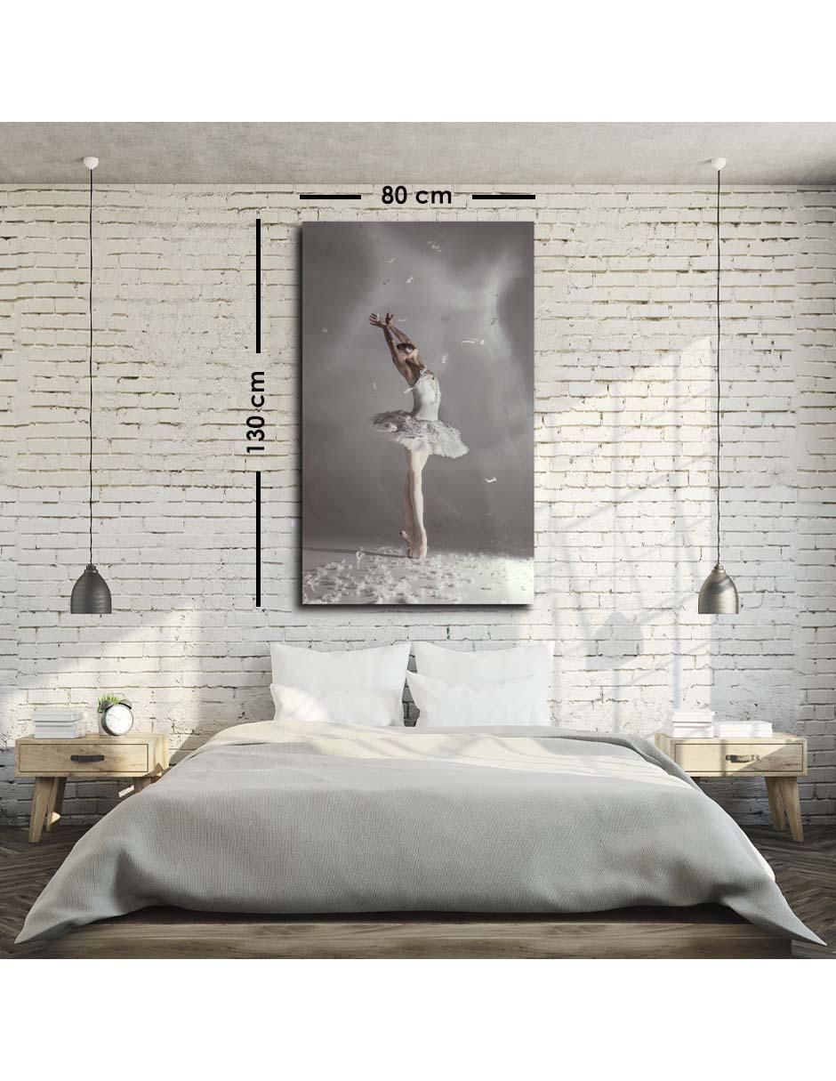 Cuadro decorativo Bailarina cisne blanco con plumas con barniz a registro 5