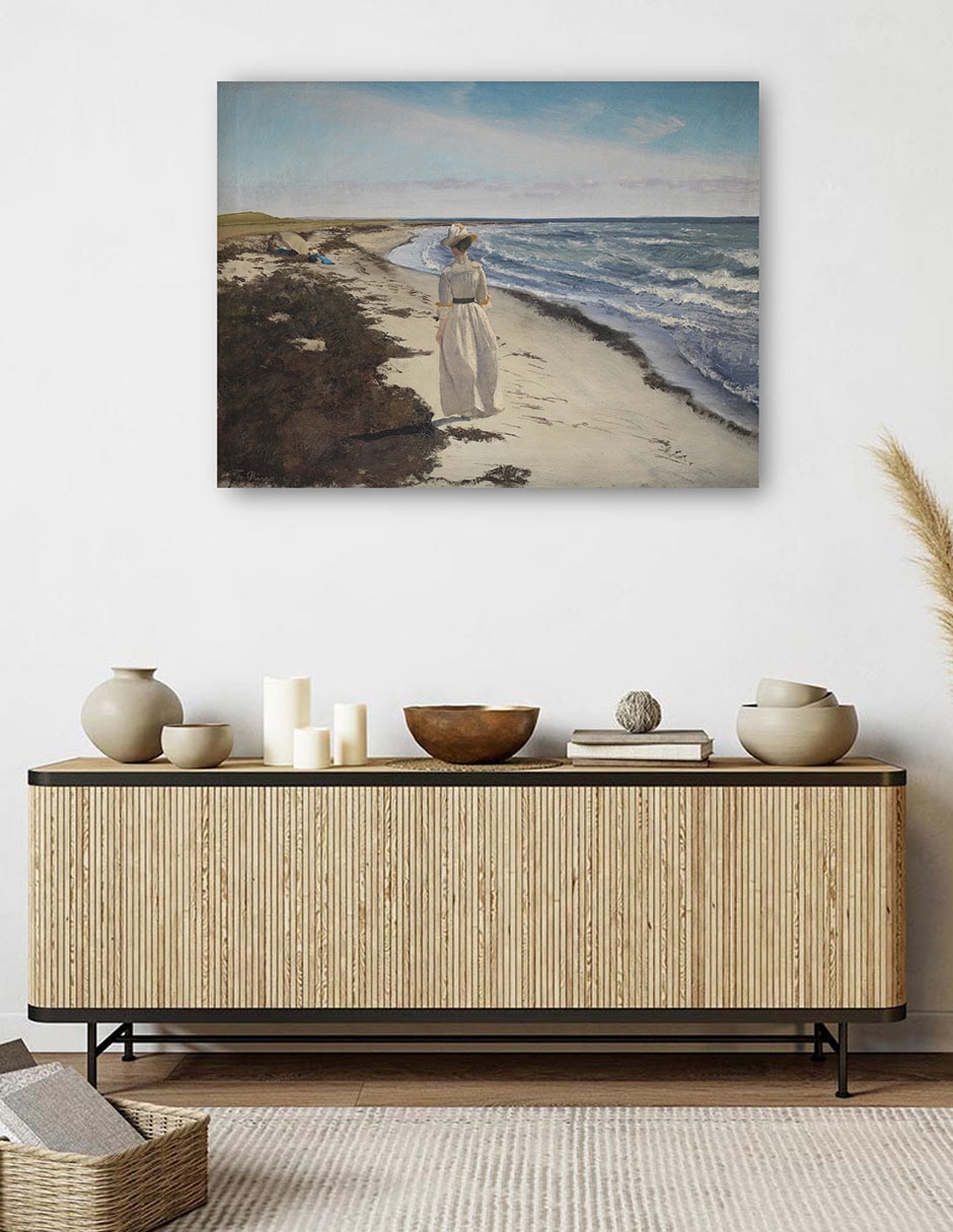 Cuadro decorativo Dama en la playa de Karrebaeksminde, Zelanda (1898) técnica mixta Playas 5