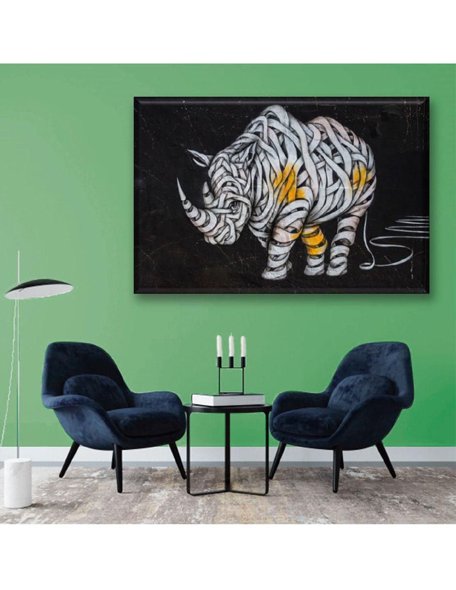 Cuadro decorativo rinoceronte cintas 3