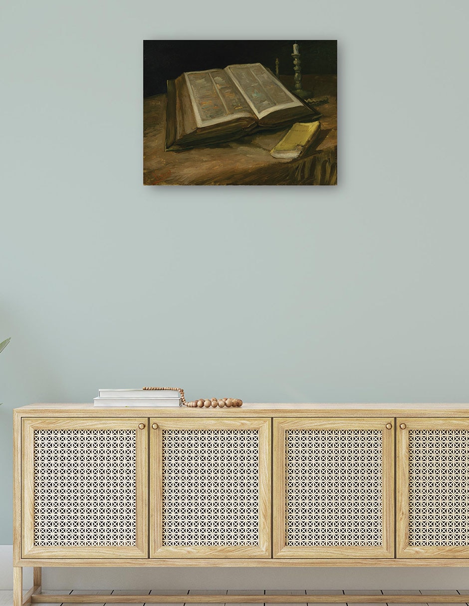 Cuadro decorativo Naturaleza muerta con Biblia (1885) técnica mixta 4