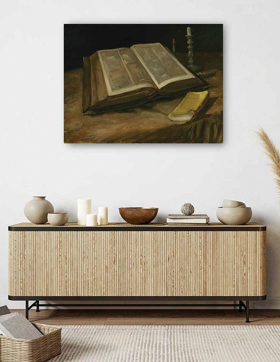 Cuadro decorativo Naturaleza muerta con Biblia (1885) técnica mixta 5