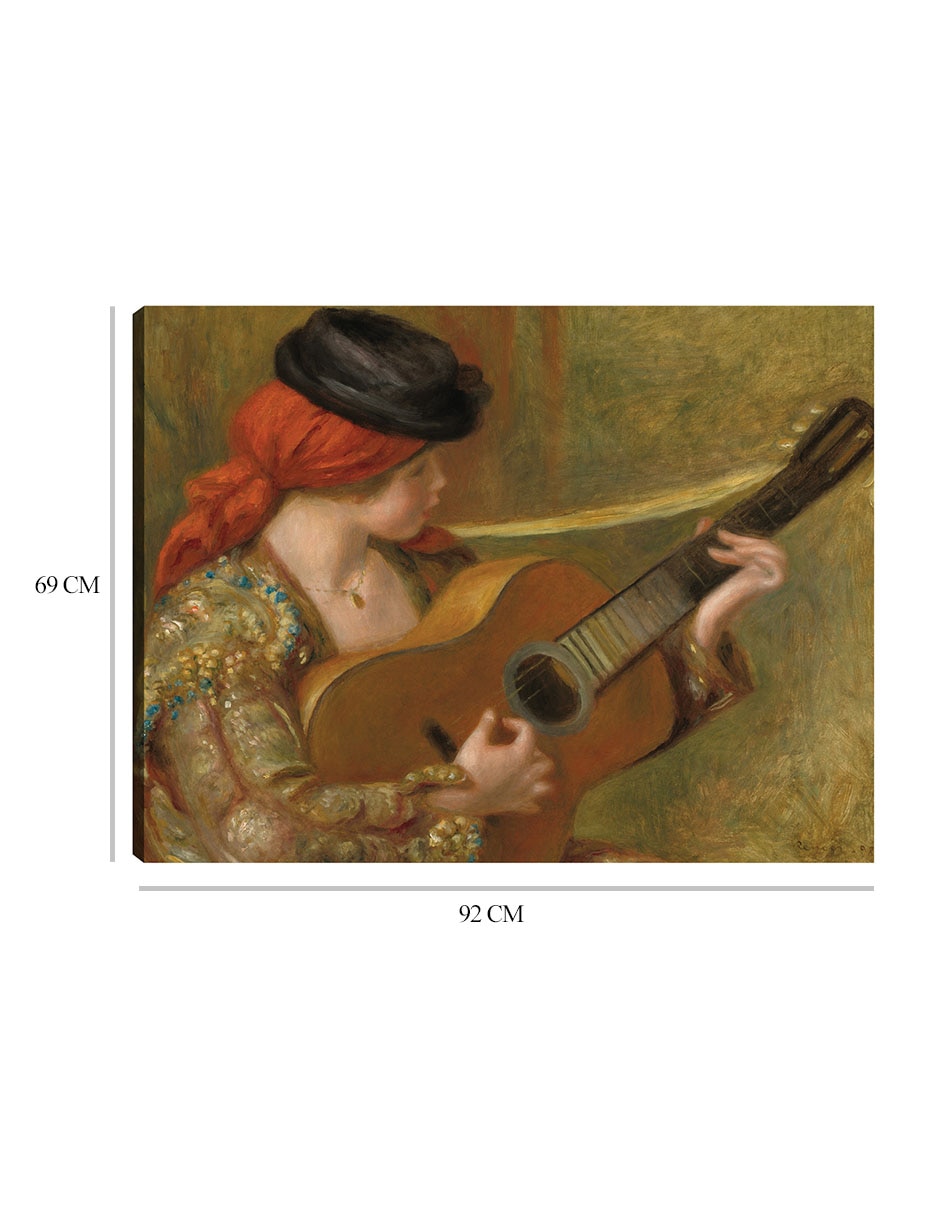 Cuadro decorativo Joven española con guitarra técnica mixta Música 3