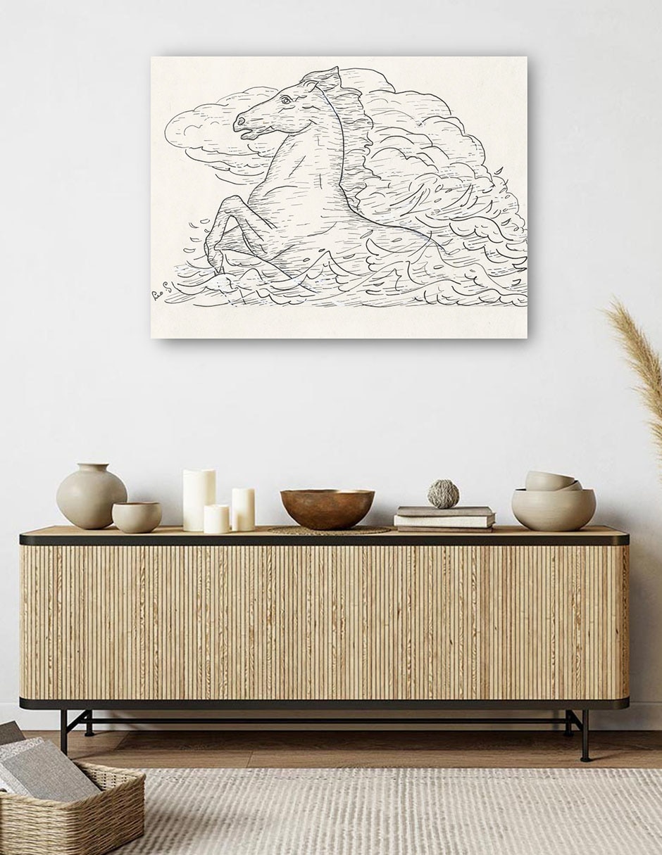 Cuadro decorativo Caballo en el mar (1891) técnica mixta Bocetos 5