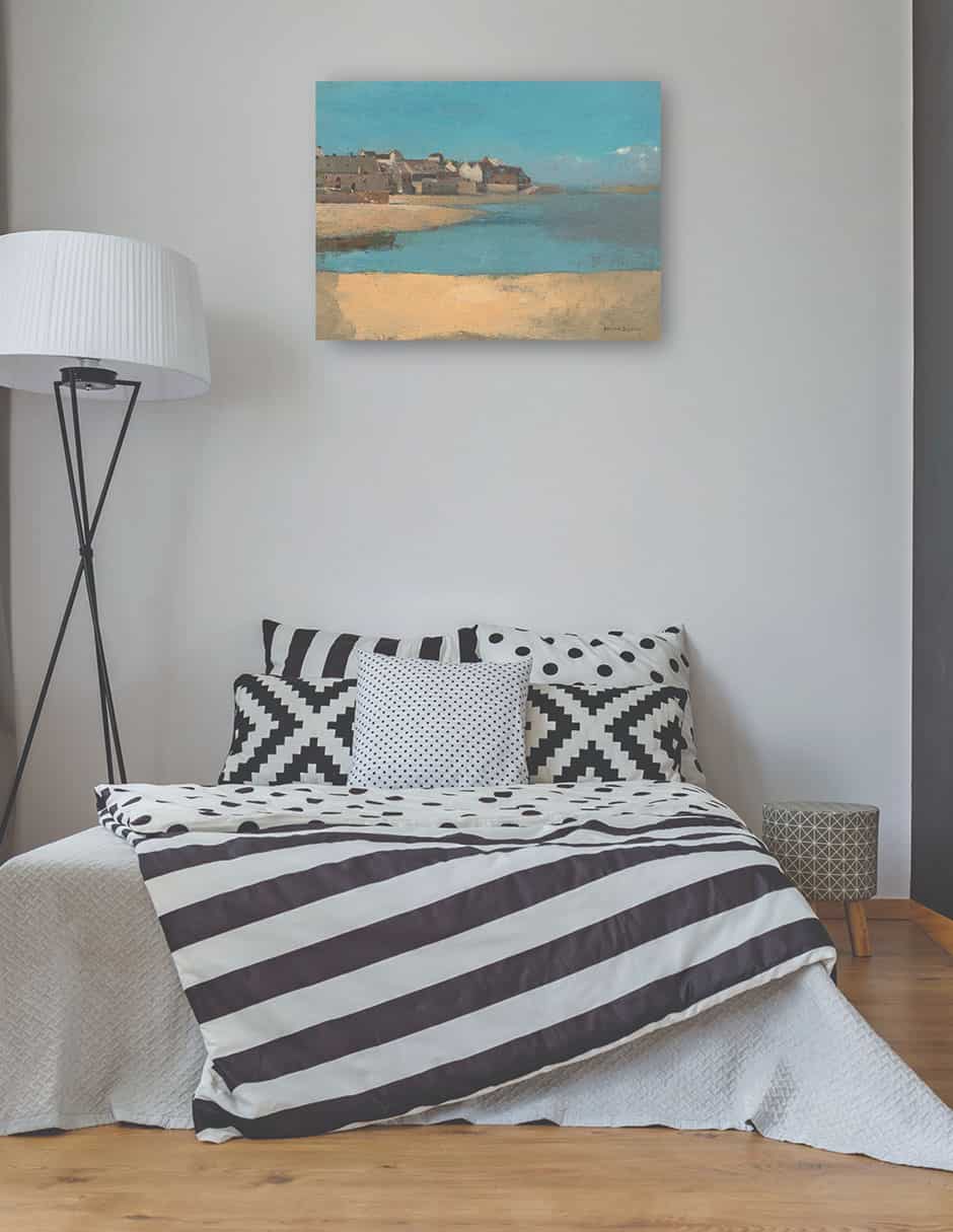 Cuadro decorativo Pueblo junto al mar en Bretaña técnica mixta Playas 4