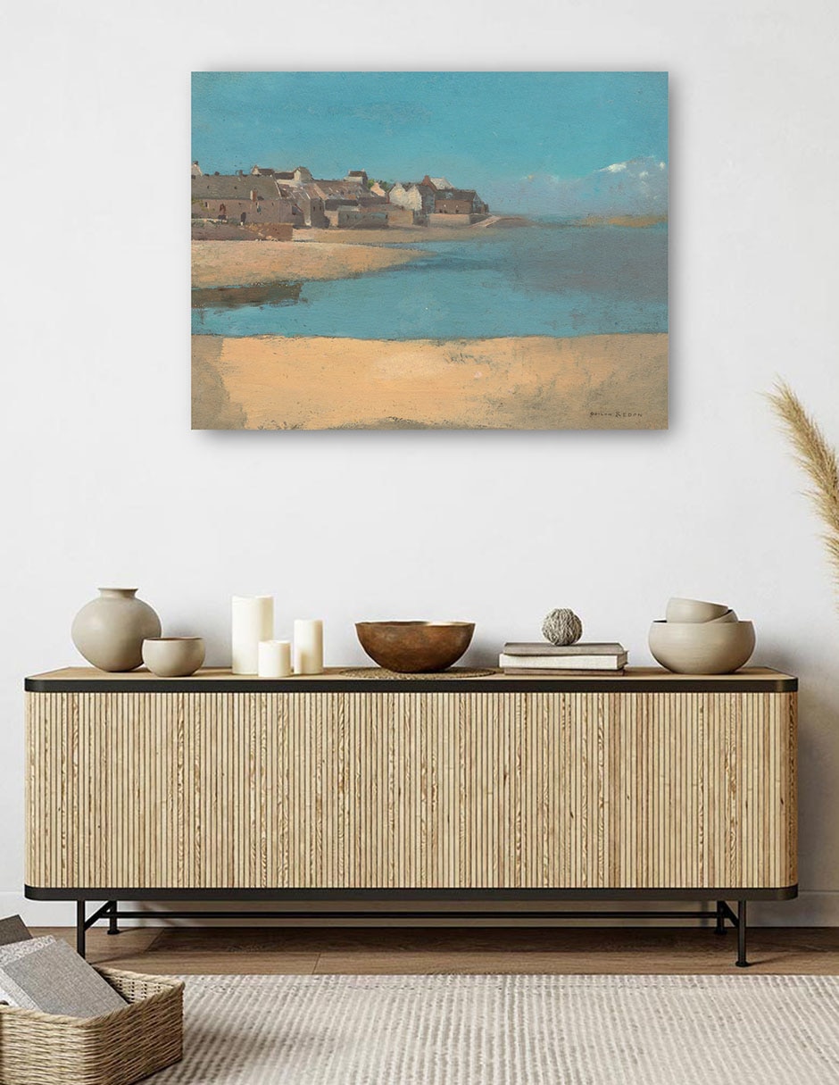 Cuadro decorativo Pueblo junto al mar en Bretaña técnica mixta Playas 6