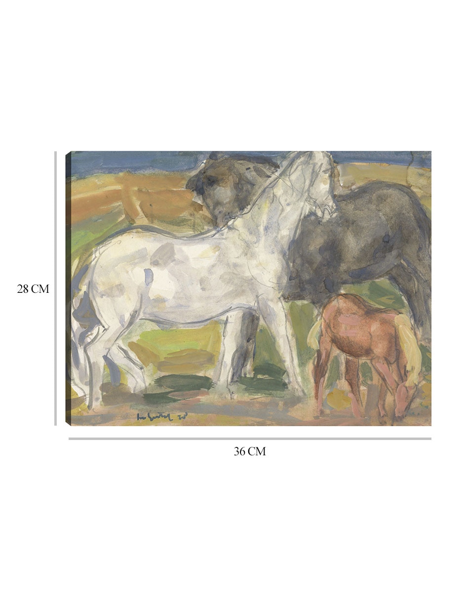 Cuadro decorativo Tres caballos en un paisaje (1918) técnica mixta Animales Domésticos 8