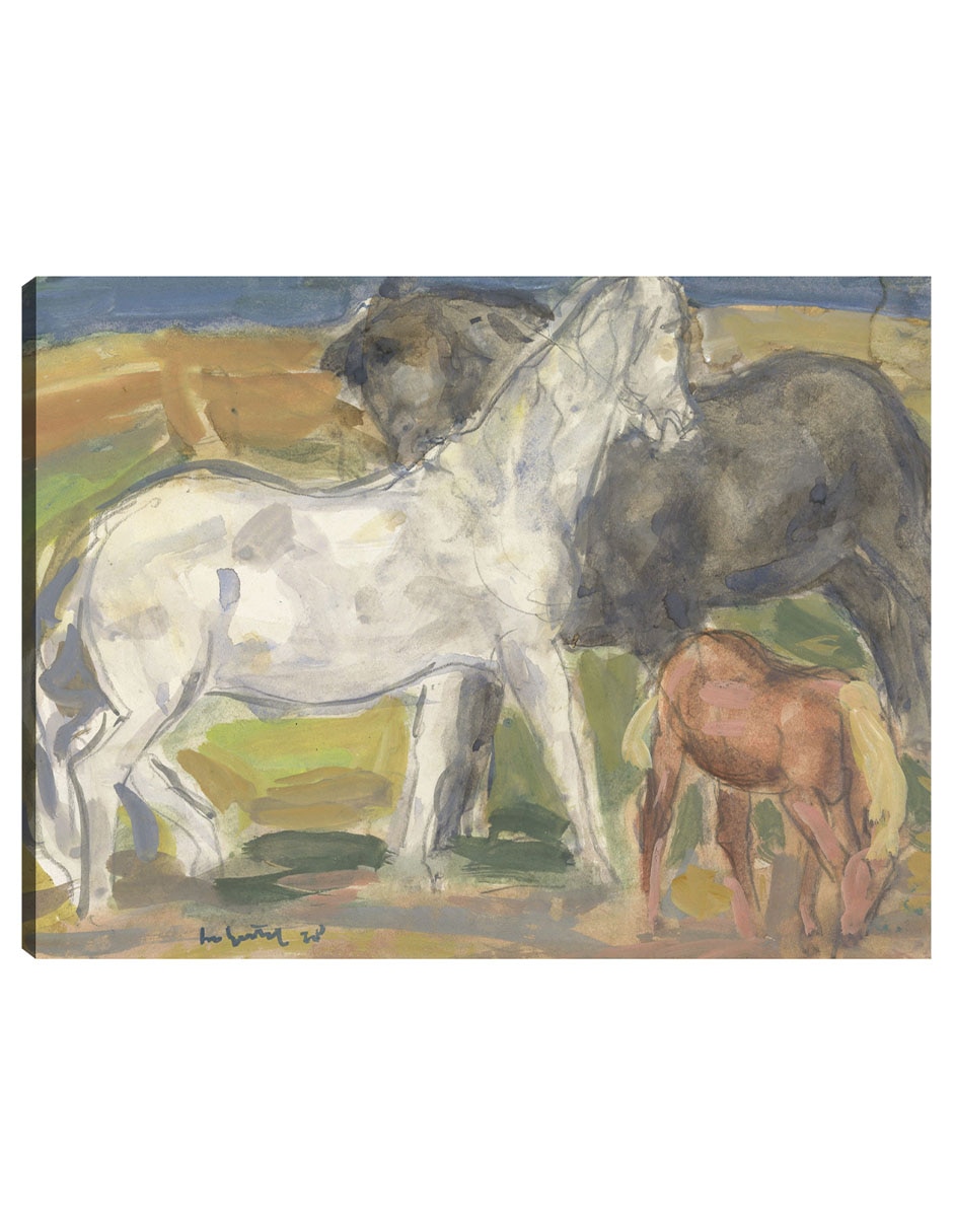 Cuadro decorativo Tres caballos en un paisaje (1918) técnica mixta Animales Domésticos