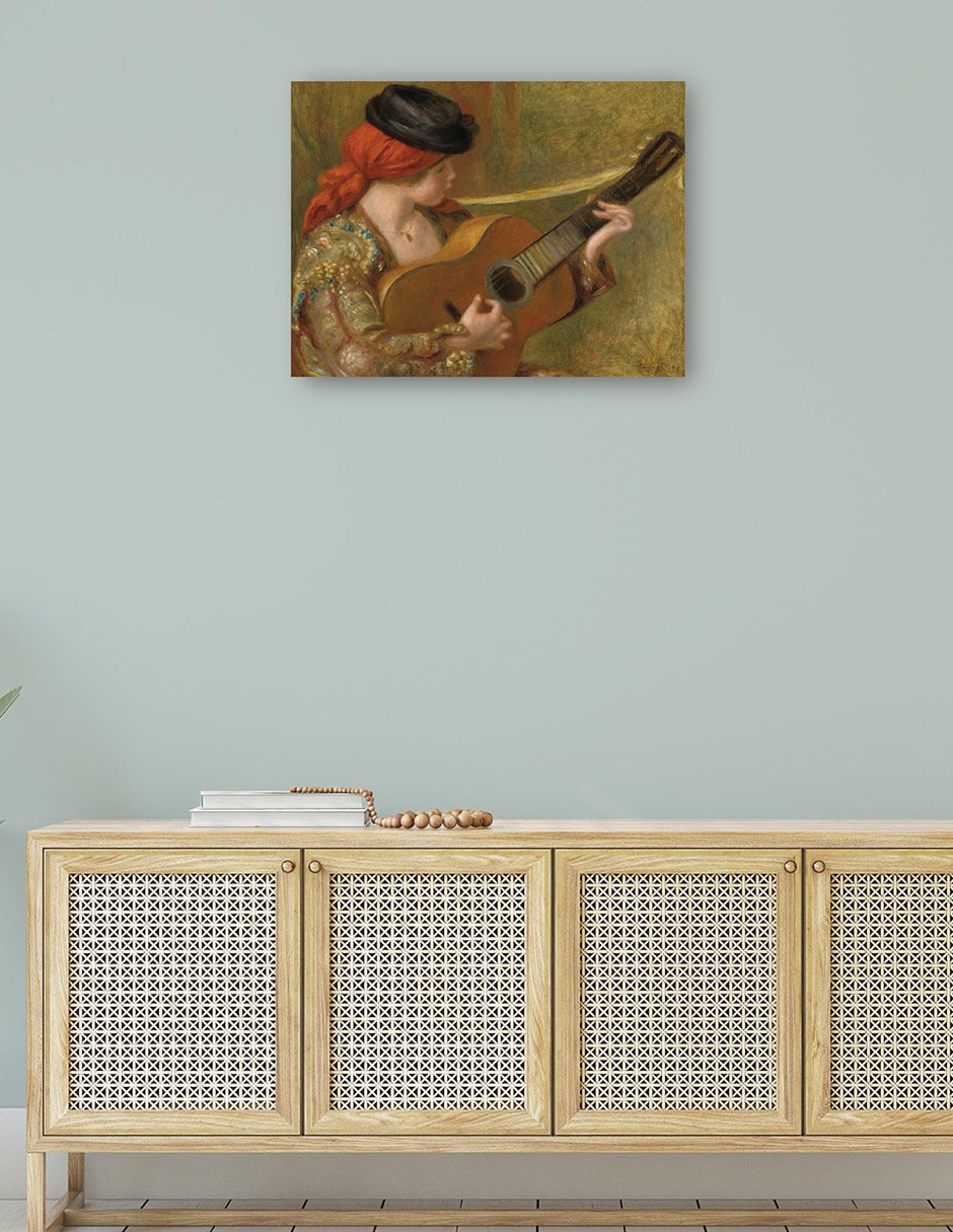 Cuadro decorativo Joven española con guitarra técnica mixta Música 4