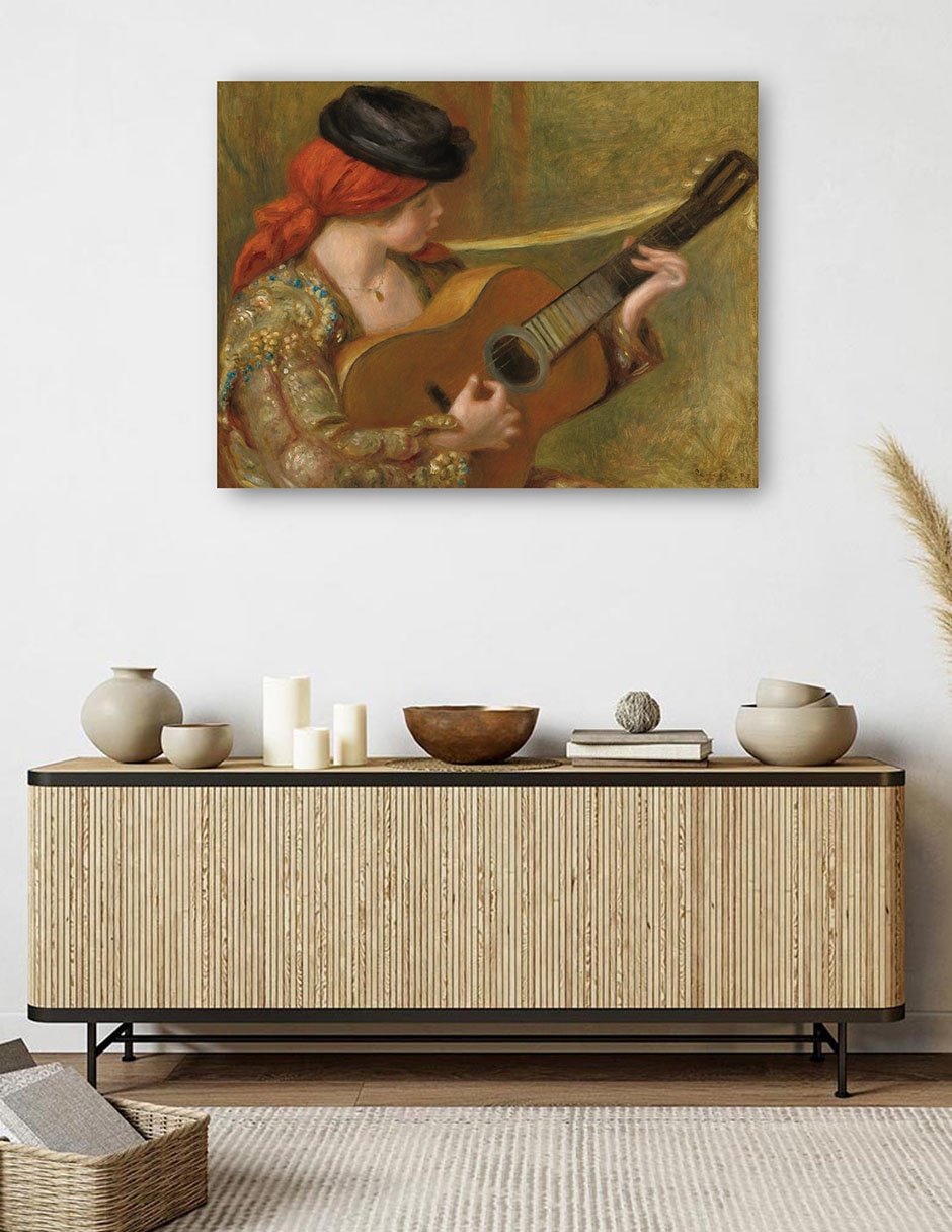 Cuadro decorativo Joven española con guitarra técnica mixta Música 5