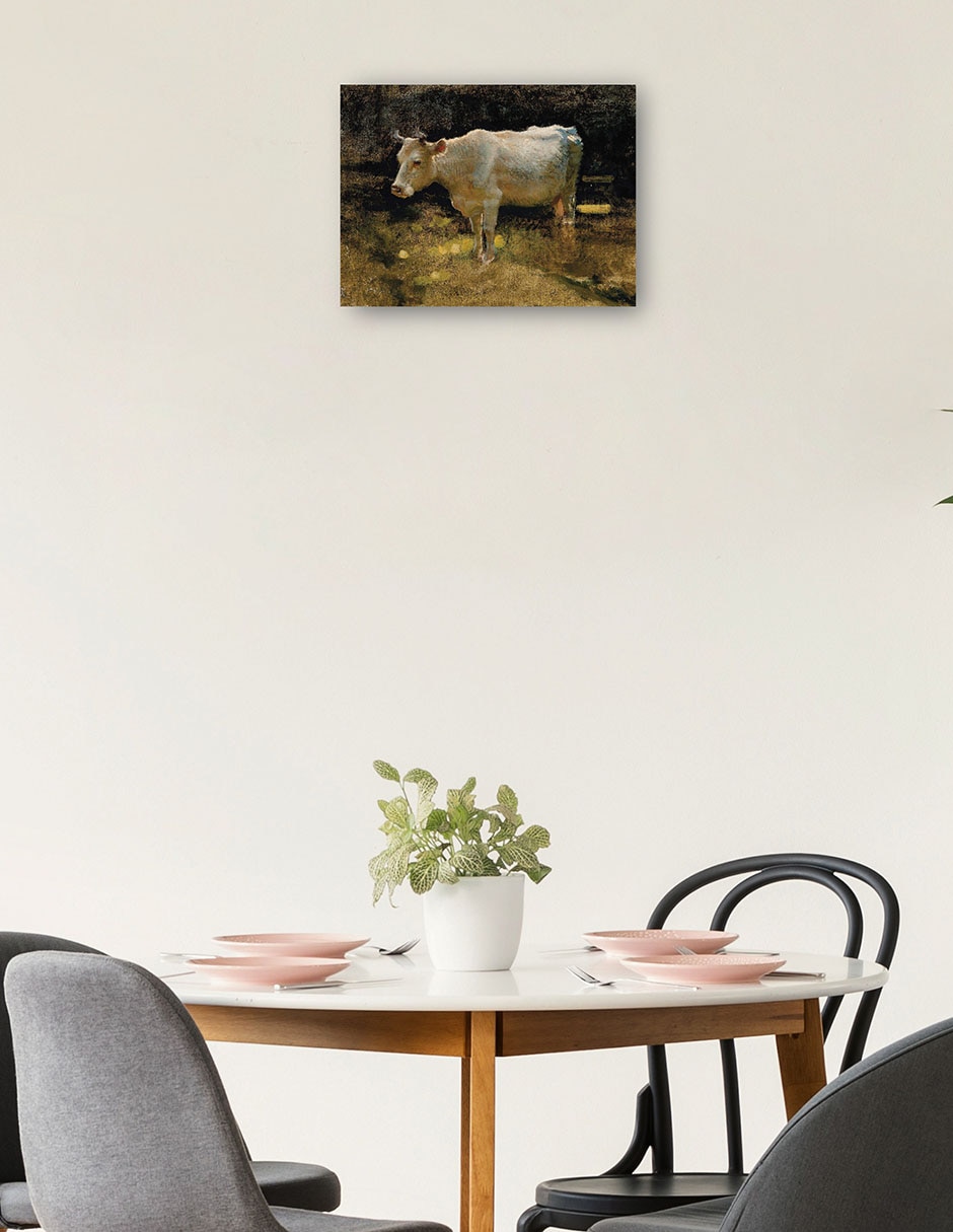 Cuadro decorativo Estudio de una vaca en un prado técnica mixta Animales Domésticos 3