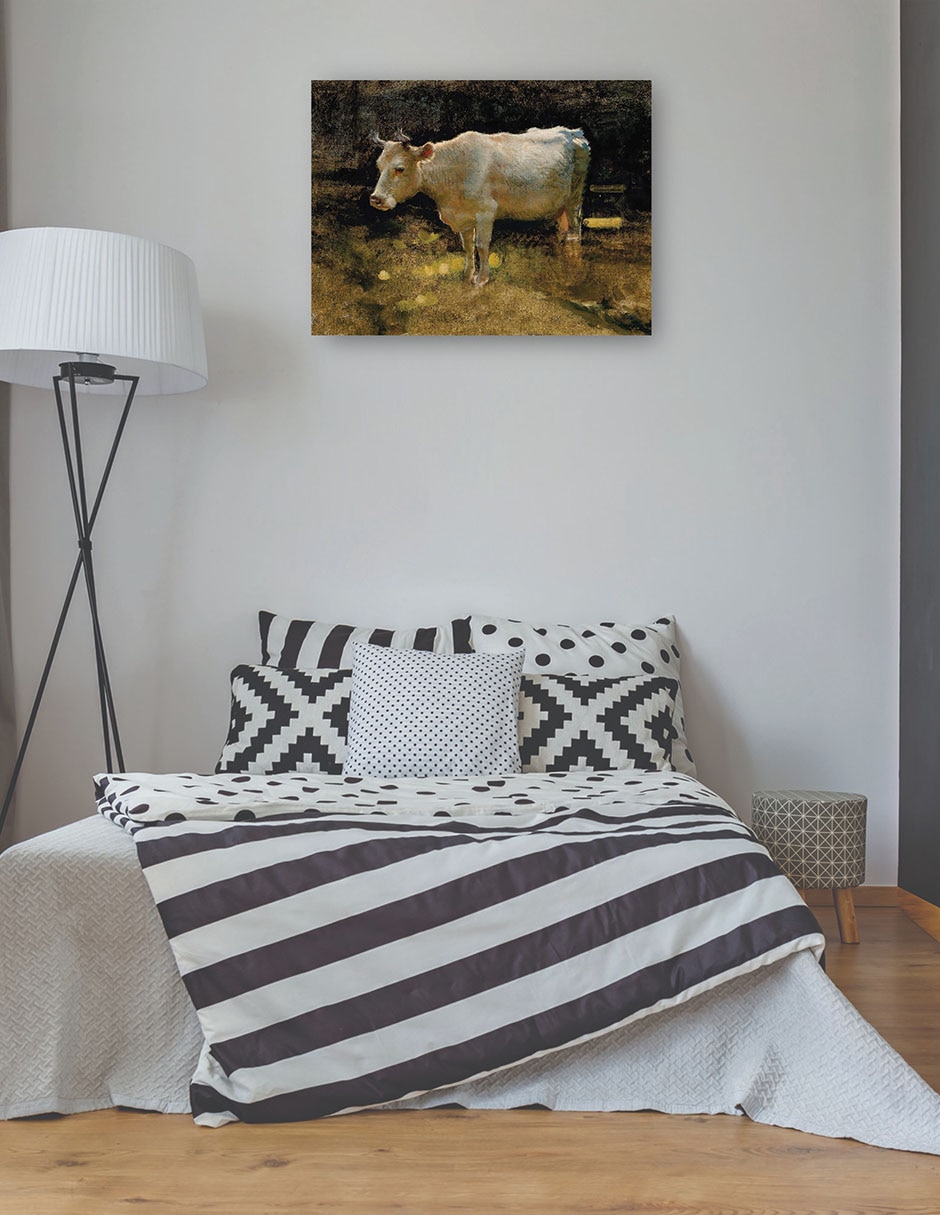 Cuadro decorativo Estudio de una vaca en un prado técnica mixta Animales Domésticos 4