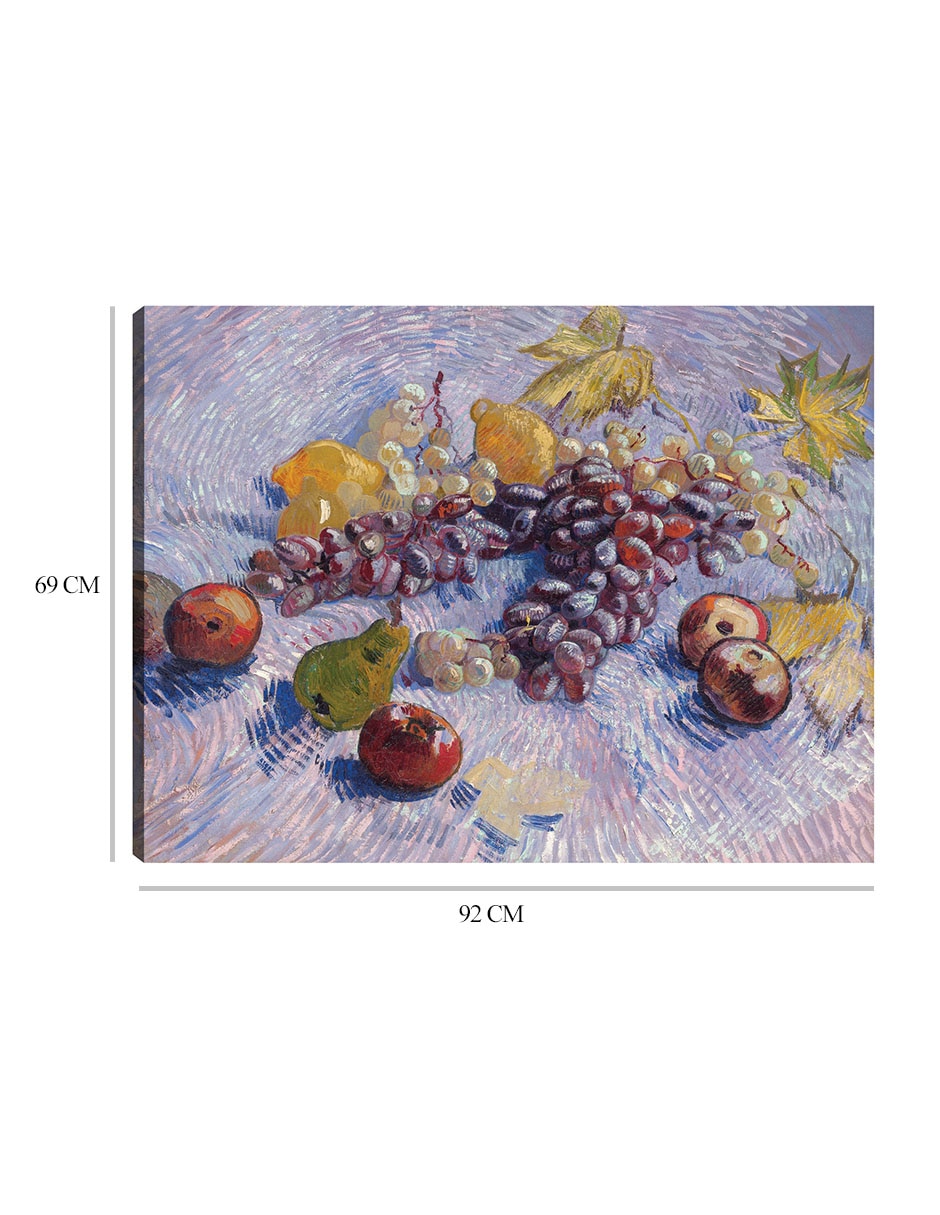 Cuadro decorativo Uvas, limones, peras y manzanas (1887) técnica mixta 2