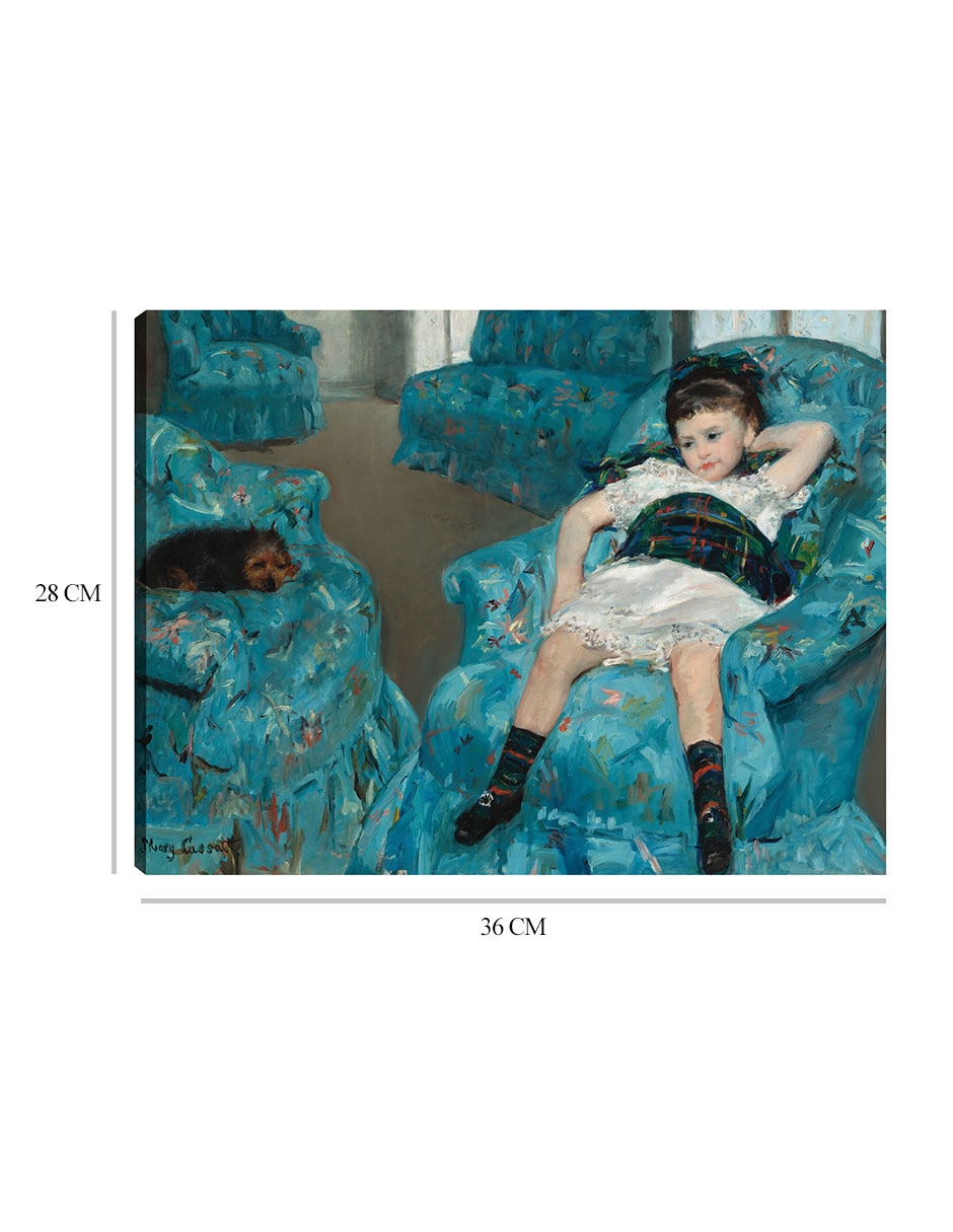 Cuadro decorativo Niña en un sillón azul técnica mixta Gente 2