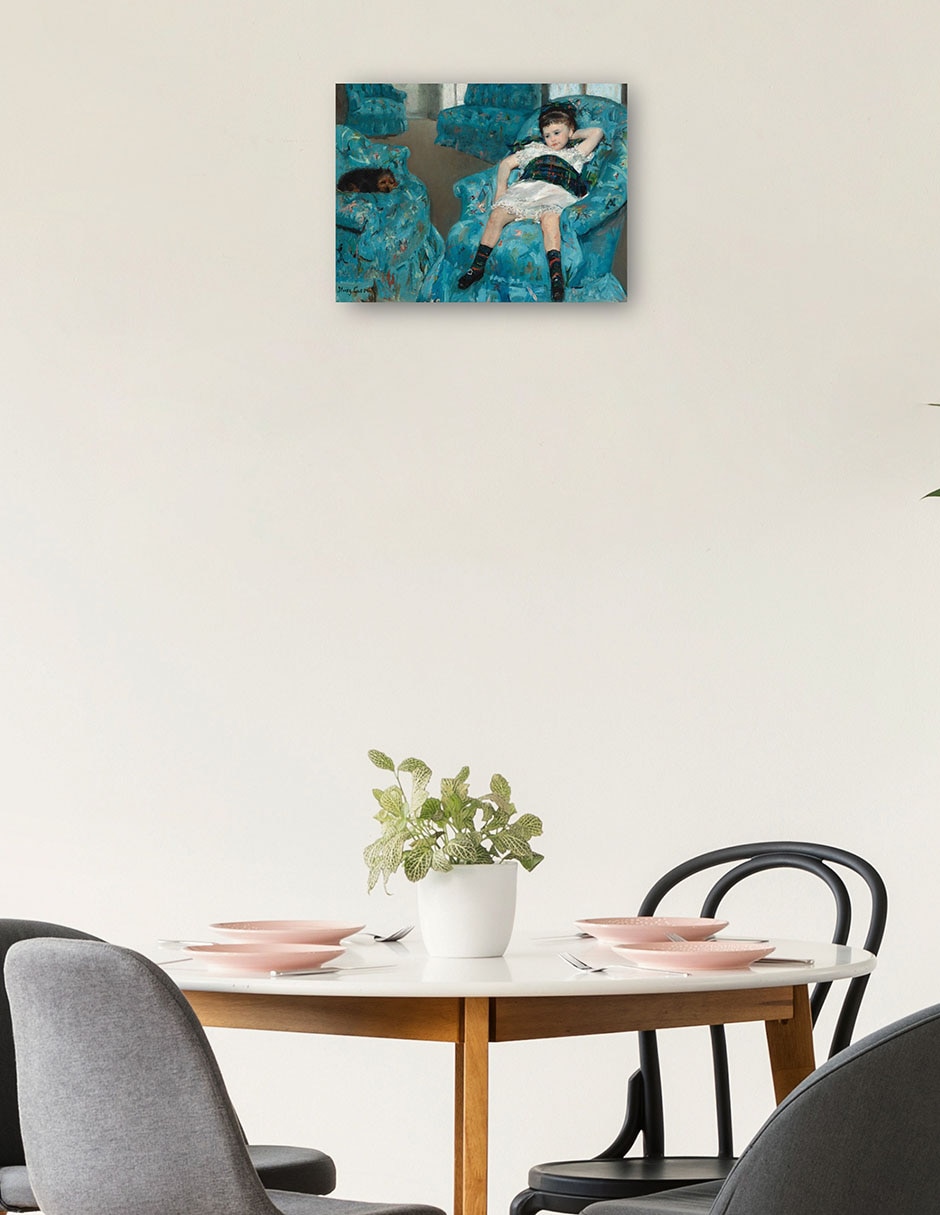 Cuadro decorativo Niña en un sillón azul técnica mixta Gente 2
