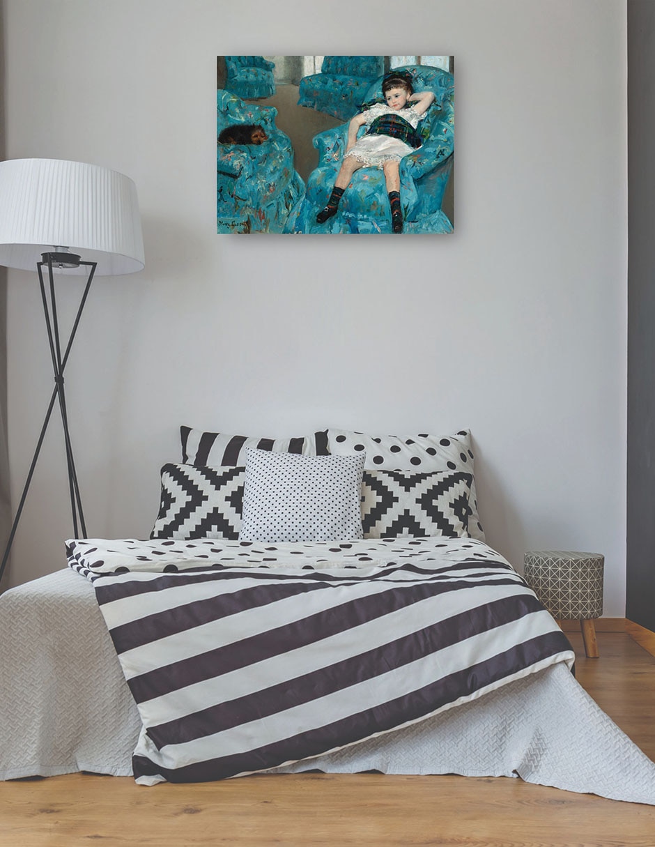 Cuadro decorativo Niña en un sillón azul técnica mixta Gente 3