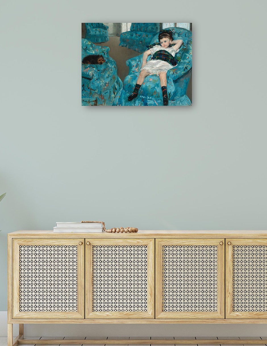 Cuadro decorativo Niña en un sillón azul técnica mixta Gente 4