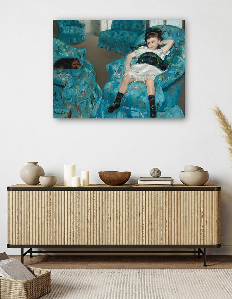 Cuadro decorativo Niña en un sillón azul técnica mixta Gente 5