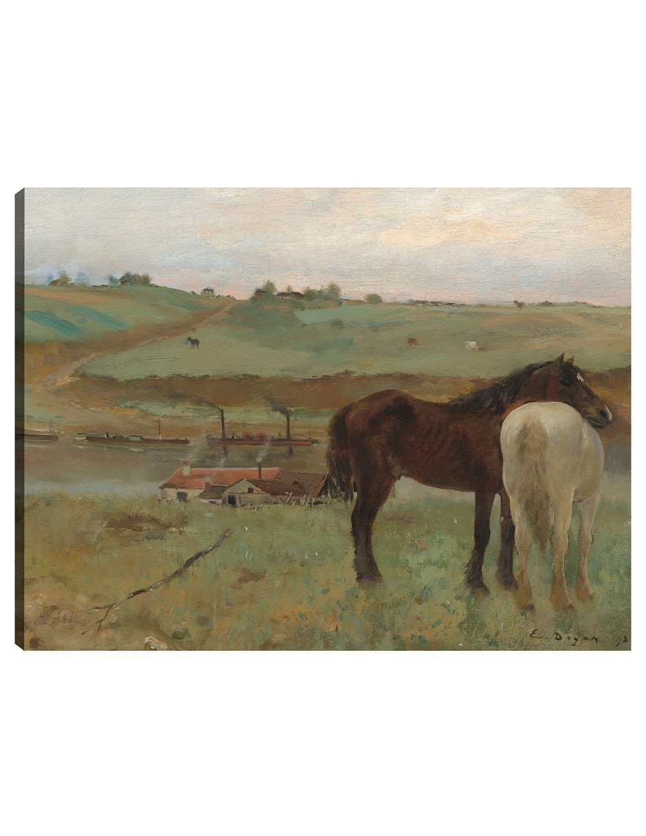 Cuadro decorativo Caballos en una pradera técnica mixta Campos Cuadro decorativo Caballos en una pradera técnica mixta Campos