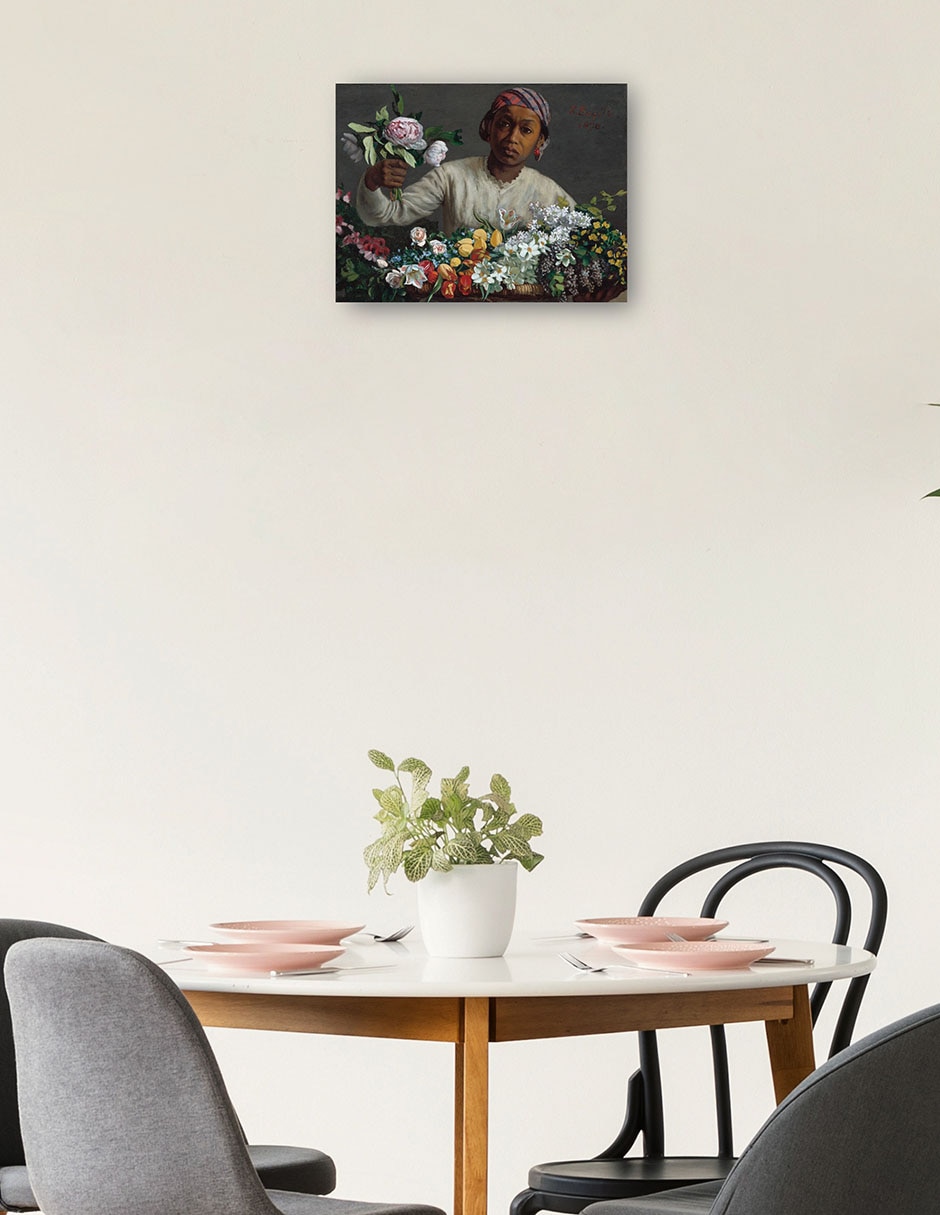 Cuadro decorativo Mujer joven con peonías técnica mixta Gente 2