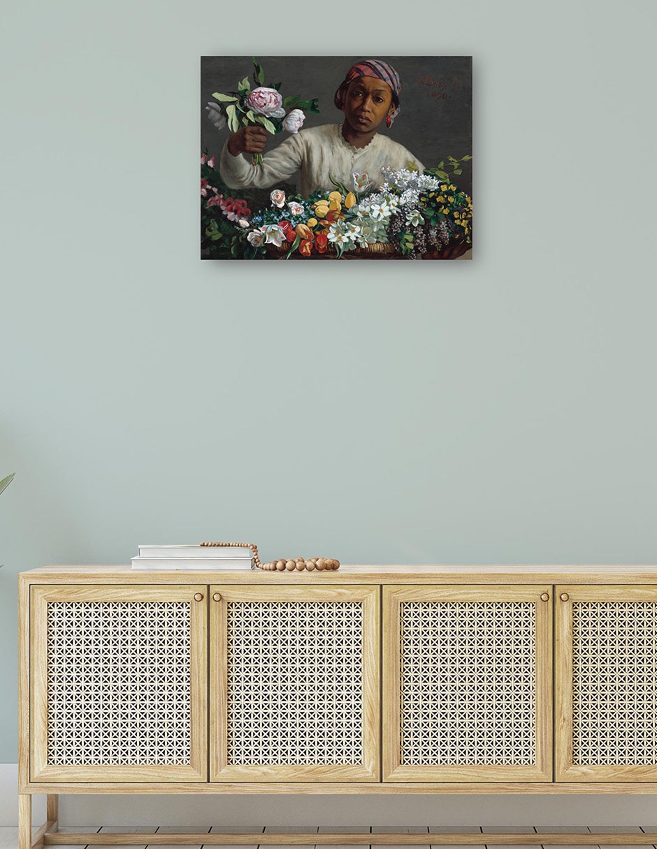 Cuadro decorativo Mujer joven con peonías técnica mixta Gente 4