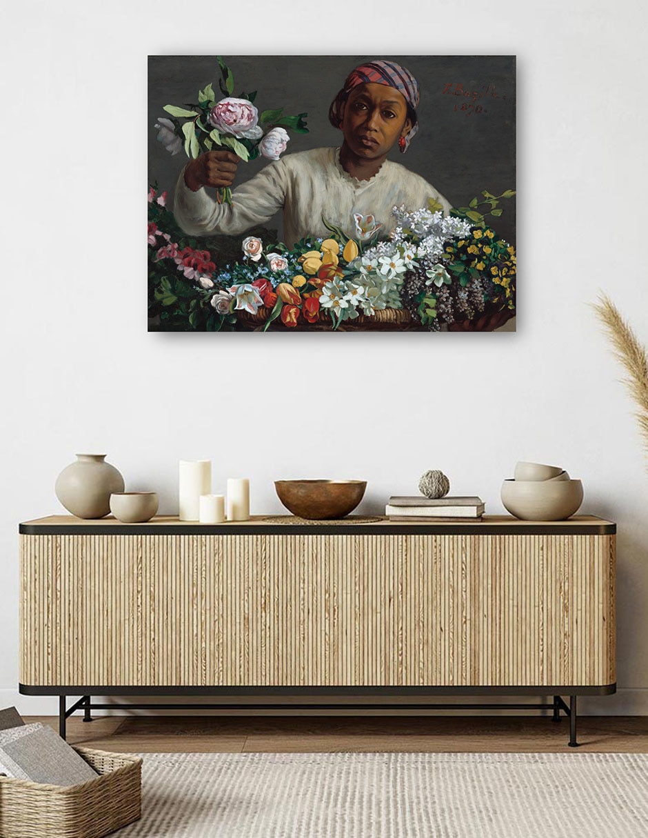 Cuadro decorativo Mujer joven con peonías técnica mixta Gente 5