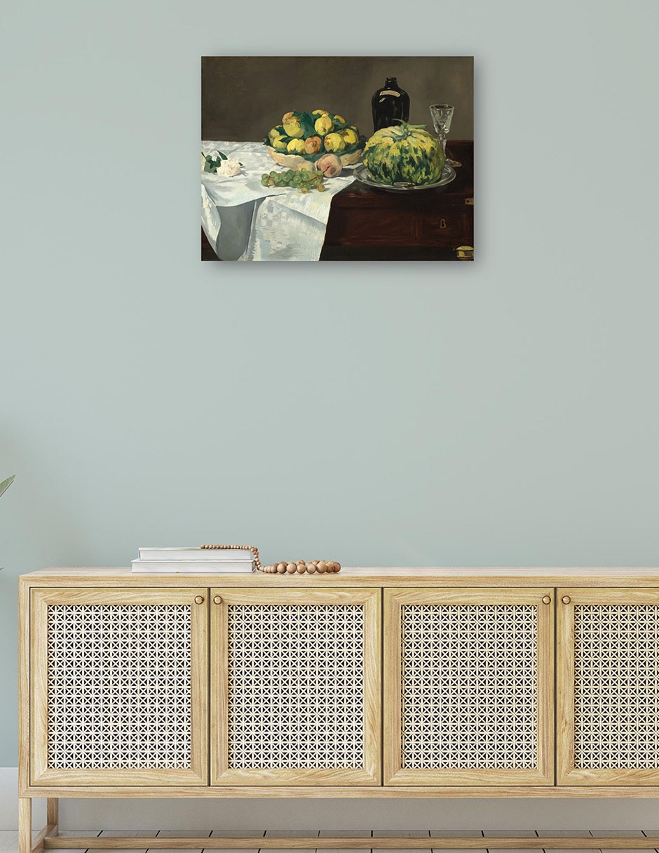 Cuadro decorativo Naturaleza muerta con melón y melocotones técnica mixta 4