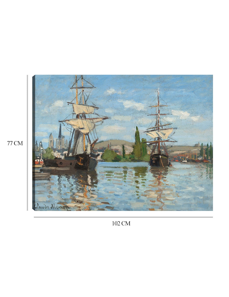 Cuadro decorativo Barcos navegando por el Sena en Rouen técnica mixta Navegación 2