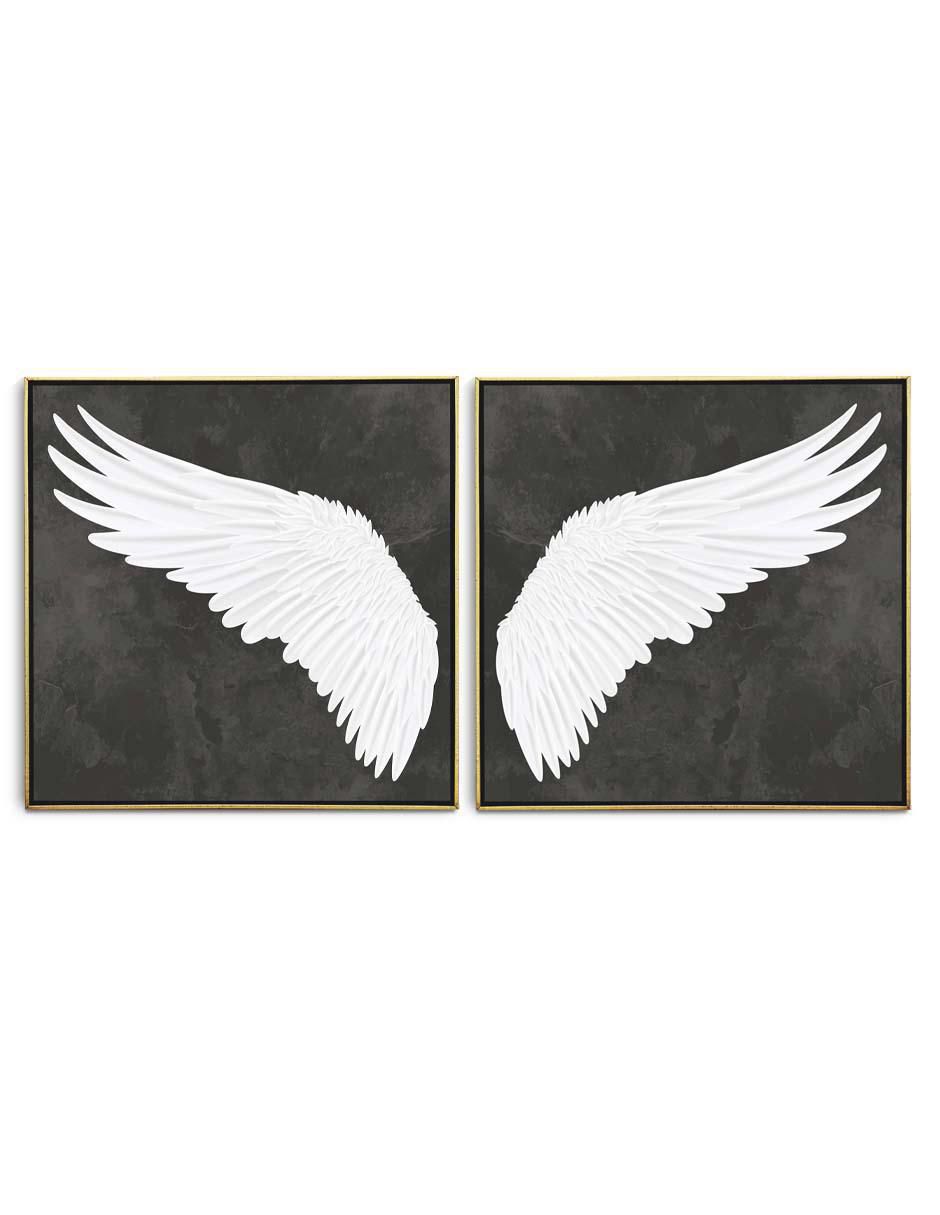 Cuadro decorativo Set de alas realistas blancas con barniz a registro Cuadro decorativo Set de alas realistas blancas con barniz a registro