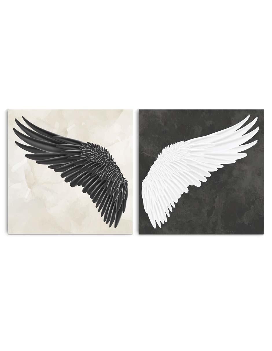 Cuadro decorativo Canvas Art Set de alas realistas duales con barniz a registro