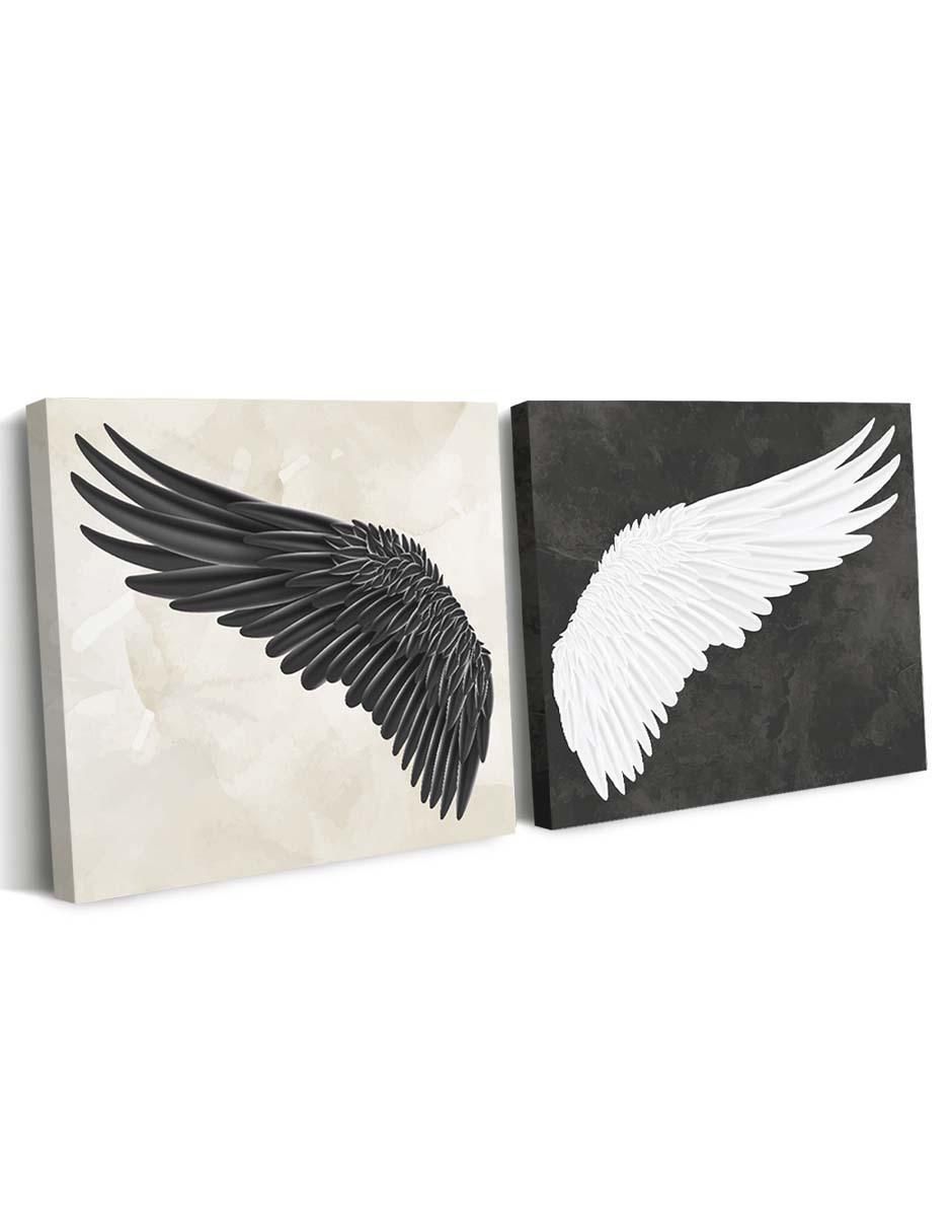 Cuadro decorativo Canvas Art Set de alas realistas duales con barniz a registro