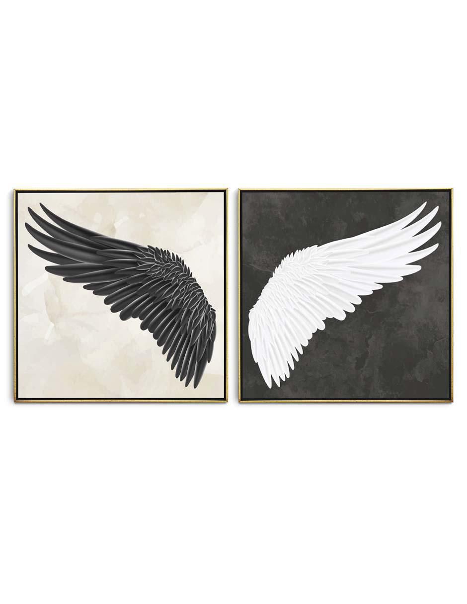 Cuadro decorativo Set de alas realistas duales con barniz a registro