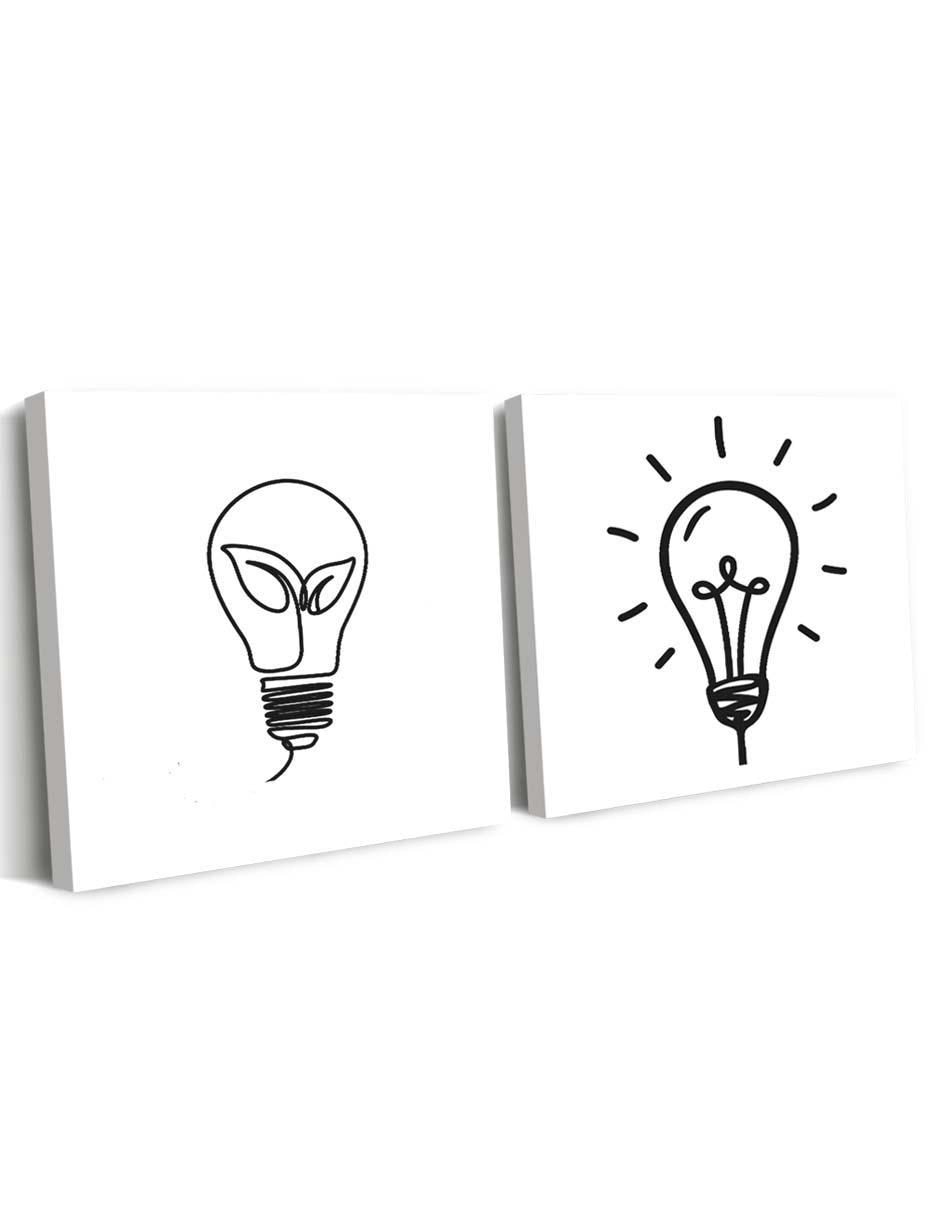 Cuadro decorativo set de bombillas generando ideas con barniz a registro 2