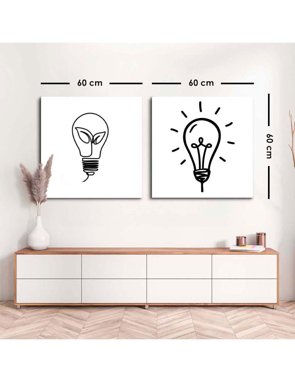 Cuadro decorativo set de bombillas generando ideas con barniz a registro 5
