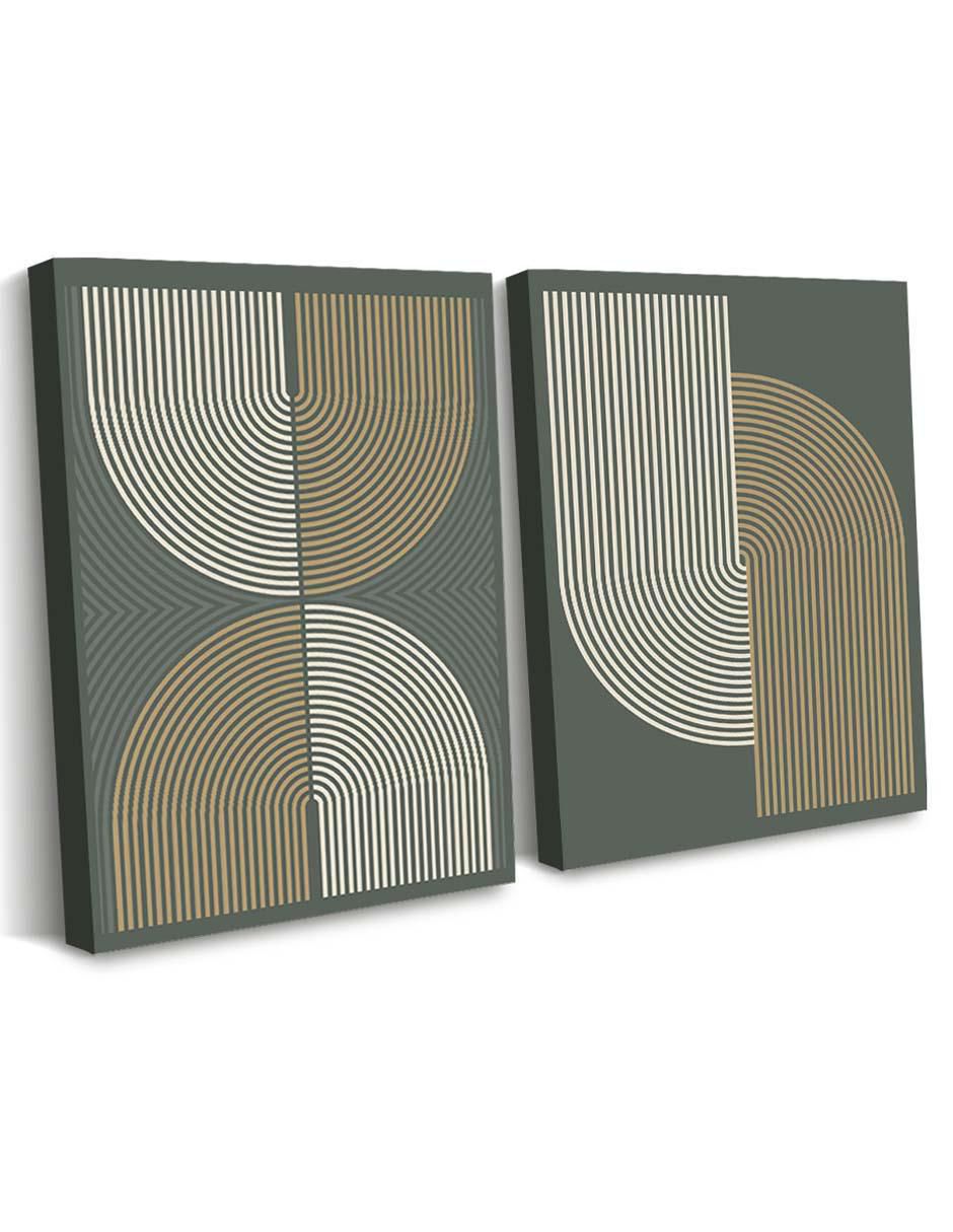 Cuadro decorativo set de figuras en líneas abstractas con barniz a registro 2