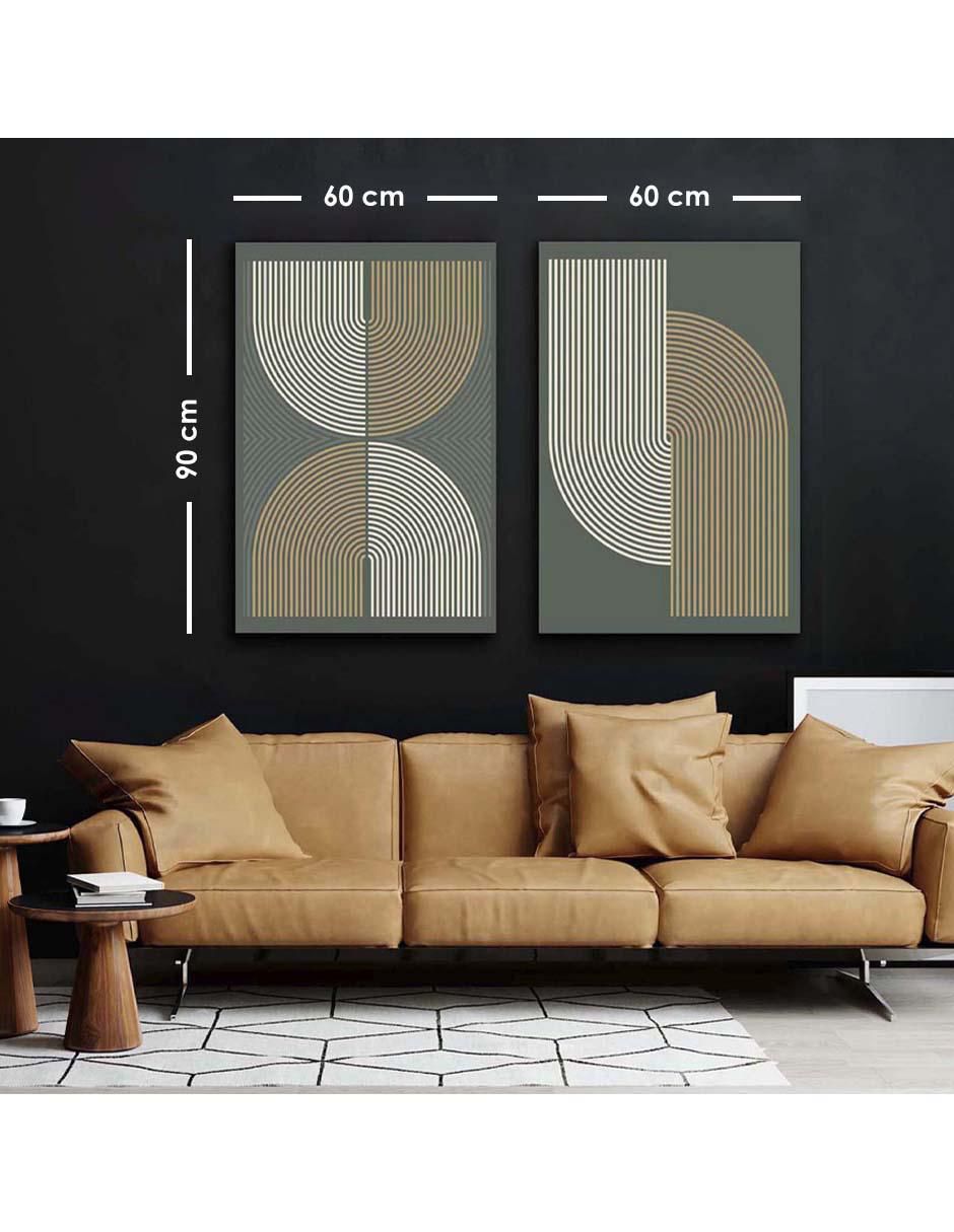 Cuadro decorativo set de figuras en líneas abstractas con barniz a registro 5