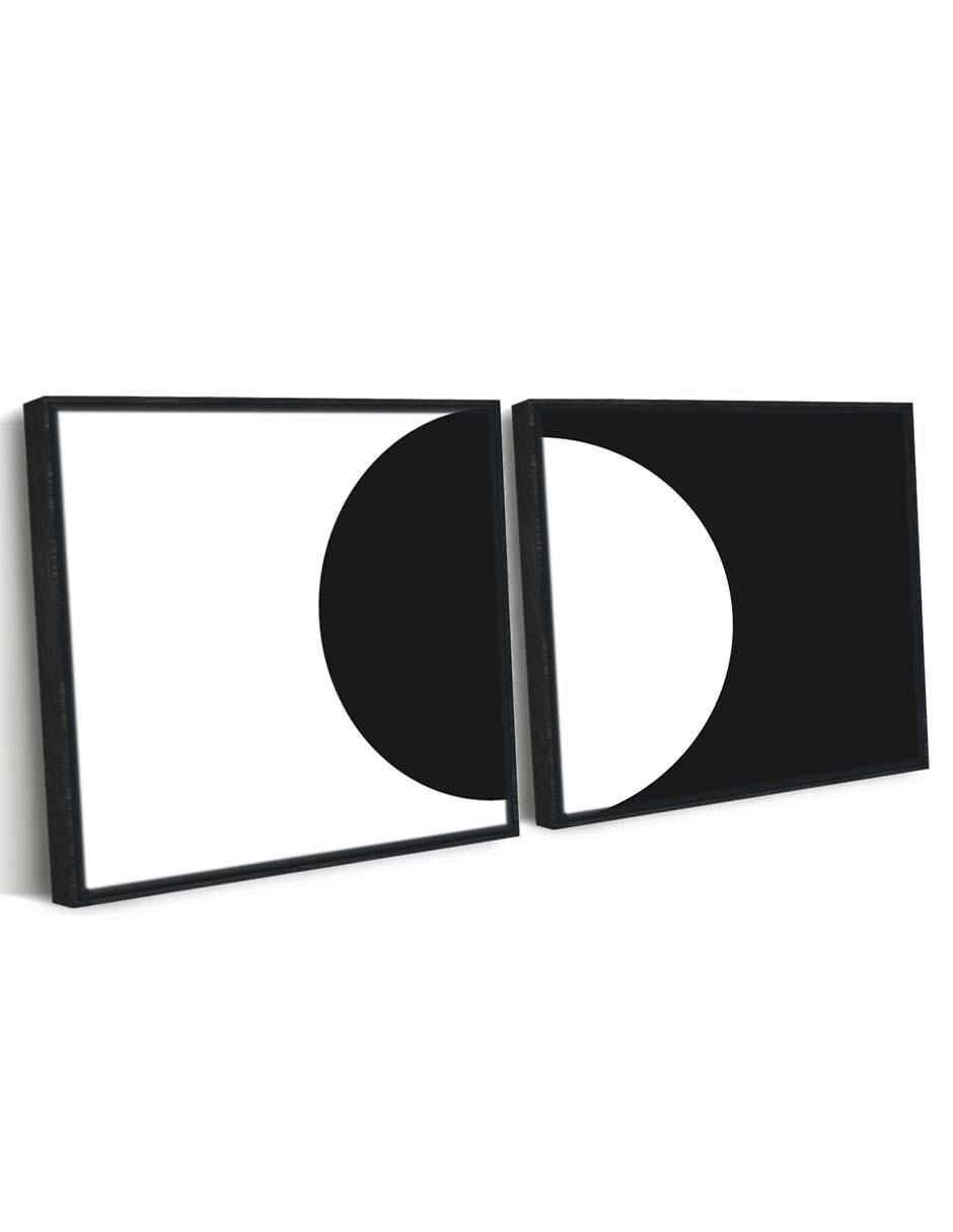 Cuadro decorativo Canvas Art Set de círculo blanco y negro con barniz a registro