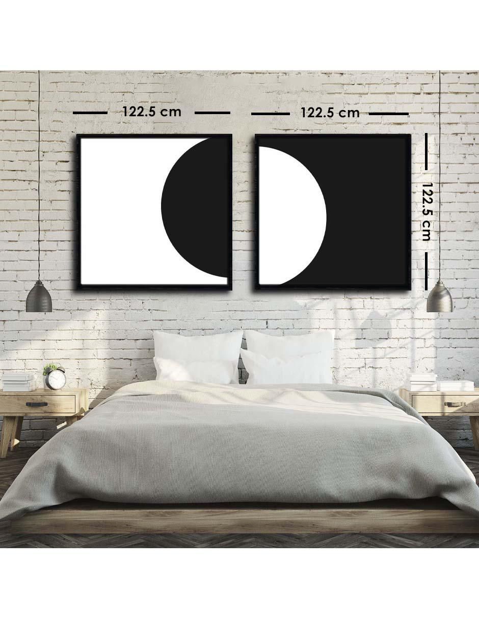 Cuadro decorativo Canvas Art Set de círculo blanco y negro con barniz a registro