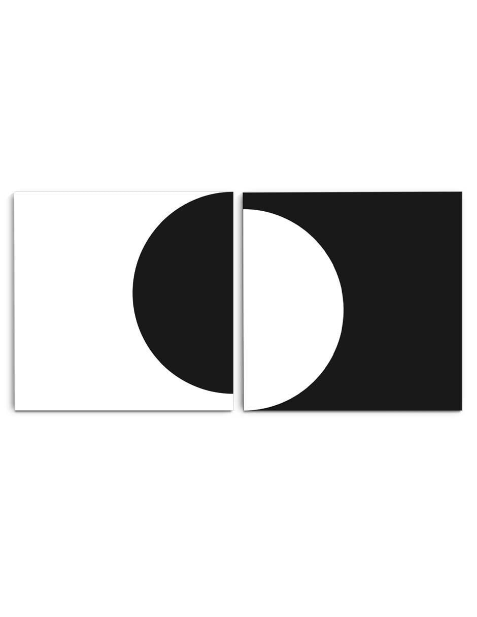 Cuadro decorativo Set de círculo blanco y negro con barniz a registro