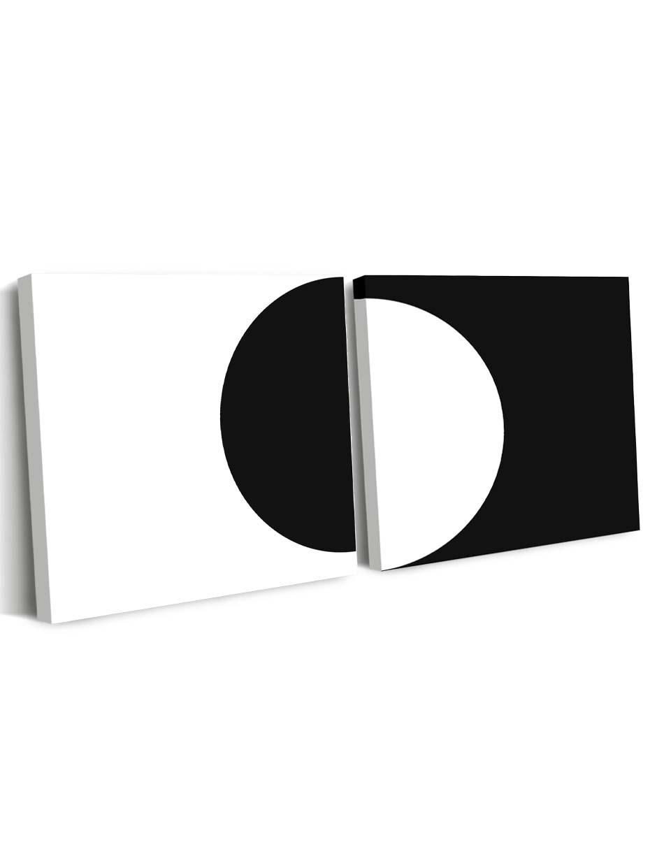 Cuadro decorativo Set de círculo blanco y negro con barniz a registro 2