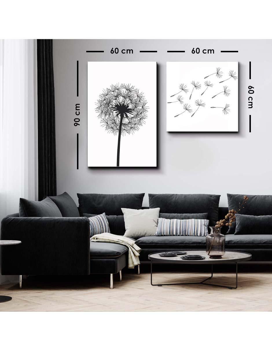 Cuadro decorativo set de diente de león en el aire con barniz a registro 5