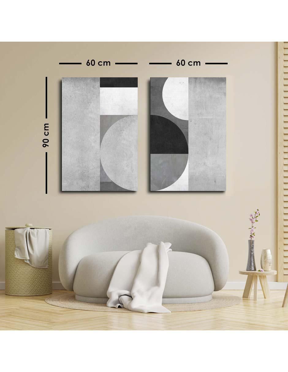 Cuadro decorativo set de figura geométrica en gris con barniz a registro 5