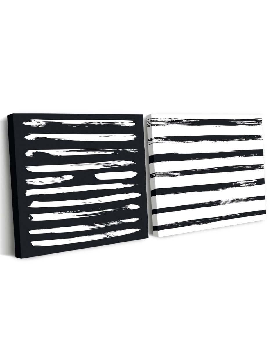 Cuadro decorativo set de líneas horizontales modernas con barniz a registro 2